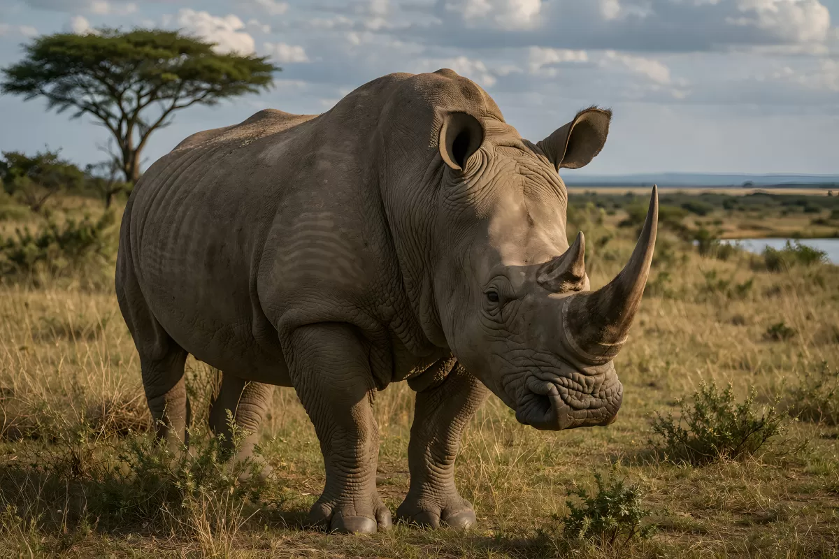 Majestätisches Nashorn in afrikanischer Savanne