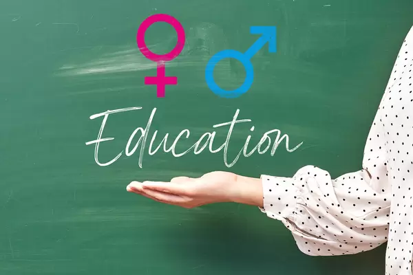 Male and female sex symbol on chalkboard