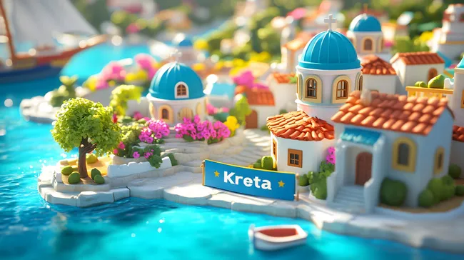 Malerische griechische Insellandschaft mit Kirchen