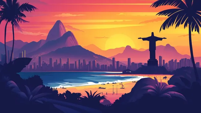 Malerische Skyline von Rio de Janeiro bei Sonnenuntergang