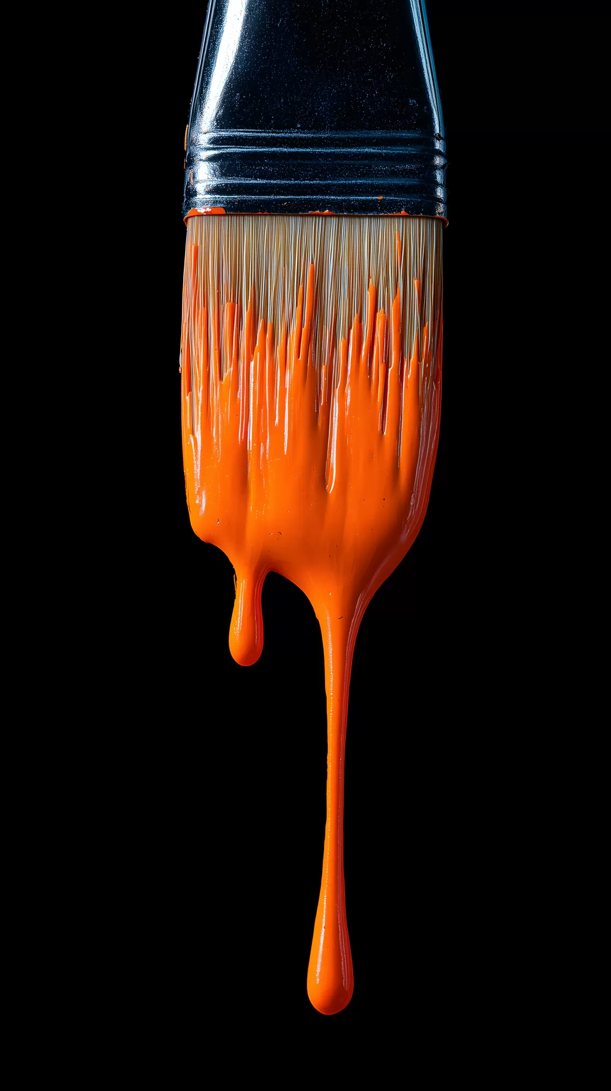 Malerpinsel mit tropfender orangefarbener Farbe