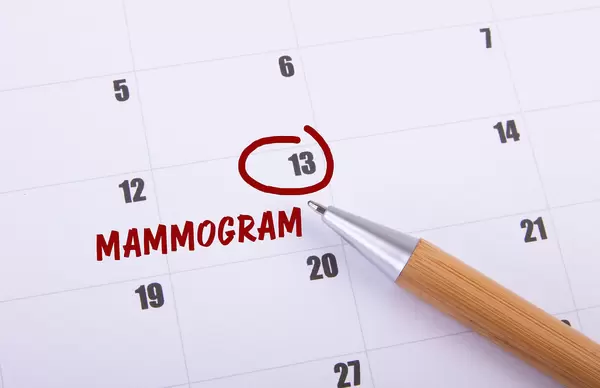 Mammogram date marked on the calendar