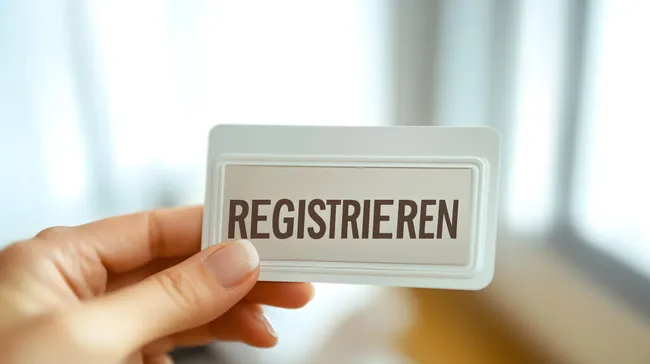 Mann hält Registrierungskarte in der Hand