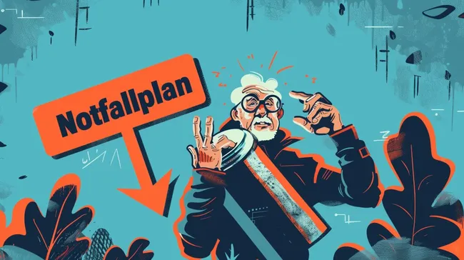 Mann in Panik mit Notfallplan - Kostenfreie Illustration