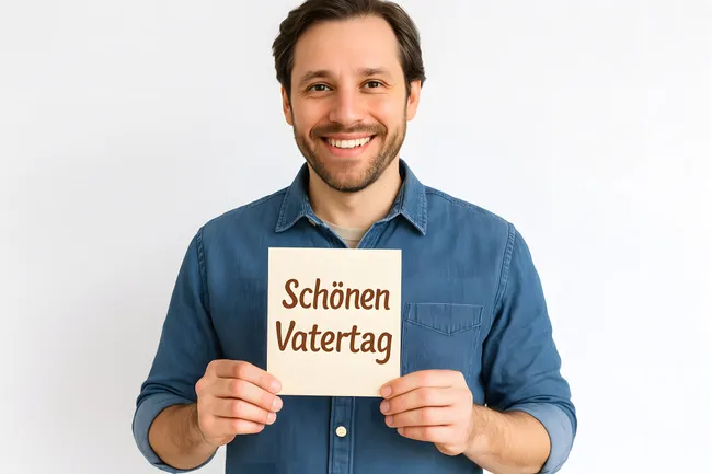 Mann mit Schild - Schönen Vatertag