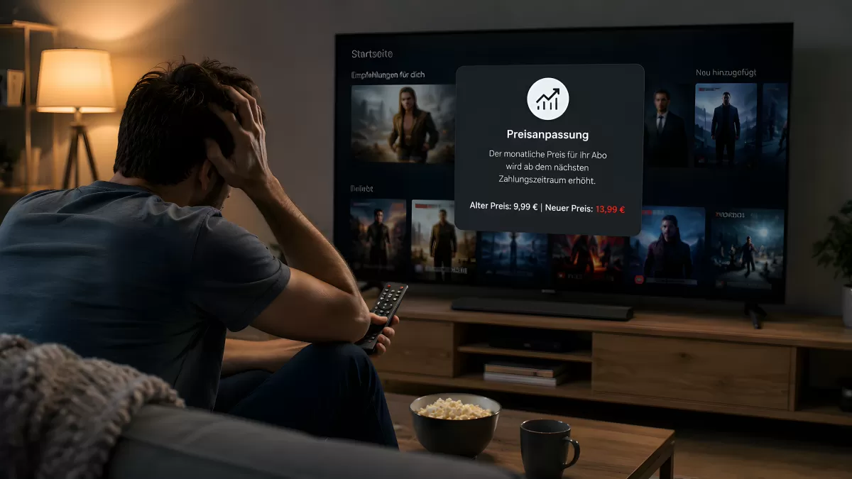Mann reagiert schockiert auf Preiserhöhung beim Streaming