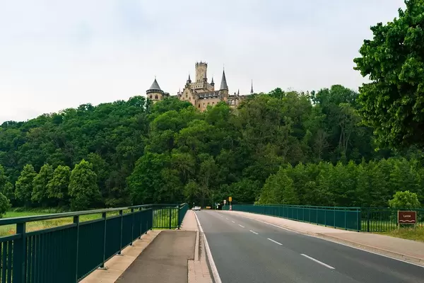 Marienburg castle overlook the river Leine and the road in Pattensen, Germany