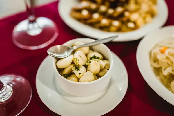Marinate Garlic In White Bowl