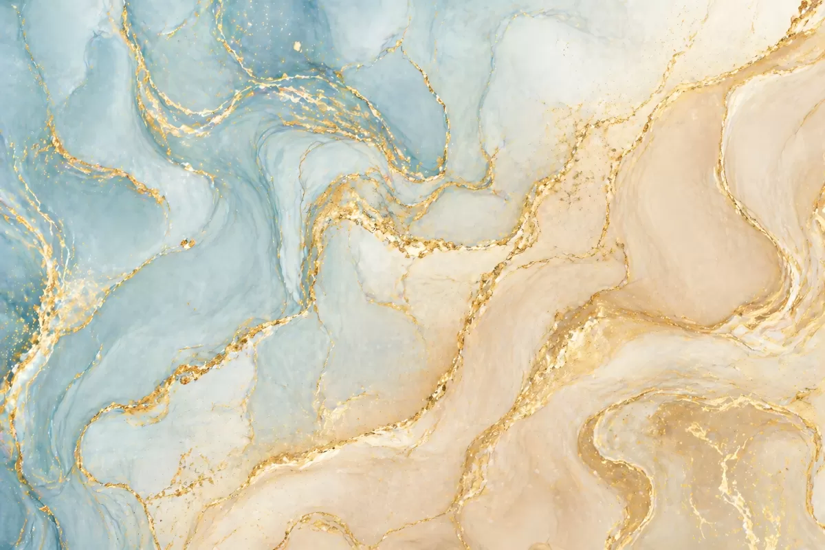 Marmor Textur in Blau Beige mit Goldadern