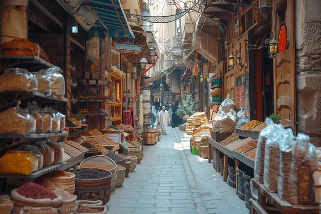 Marokkanischer Basar in Färben und Texturen