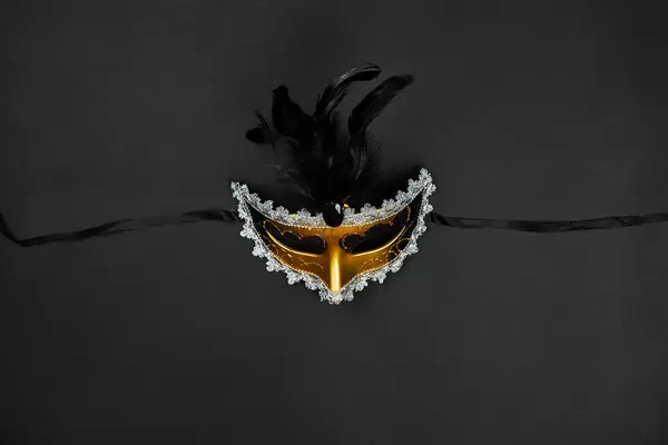 Masquerade venetian carnival mask with feathers