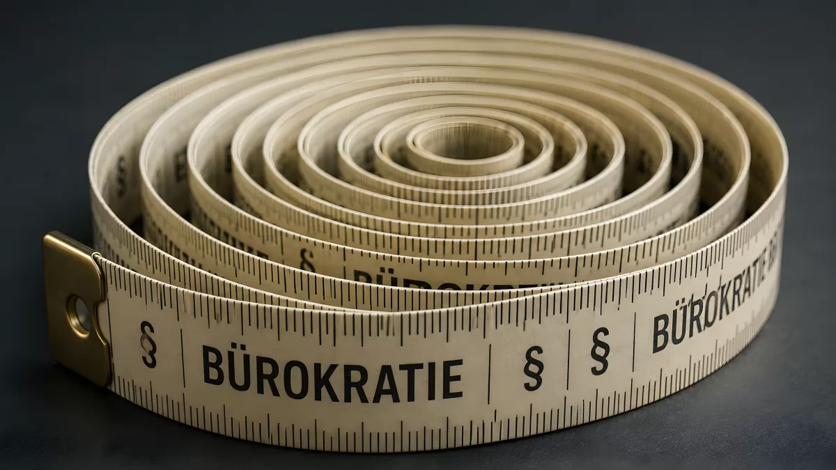 Maßband mit Aufschrift Bürokratie aufgerollt