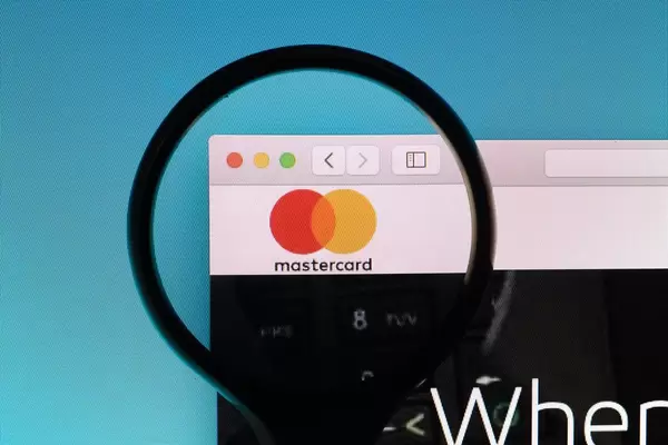 Mastercard logo under magnifying glass