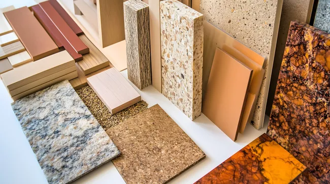 Materialproben für Innenarchitektur auf Schreibtisch