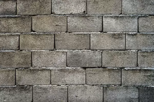 Mauer aus Betonschalsteinen im ganzen Bildausschnitt