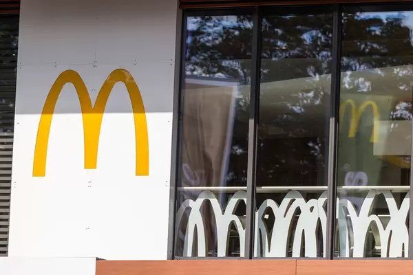 McDonald's logo at a fast food restaurant in Cologne, Germany