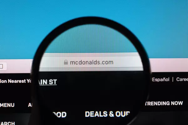 McDonald's website under magnifying glass