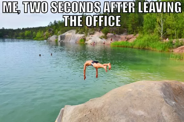 Me, two seconds after leaving the office
