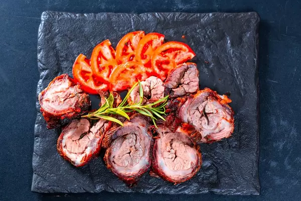 Meat loaf on a black background