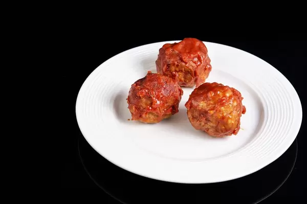 Meatballs with Tomato Sauce on the white plate