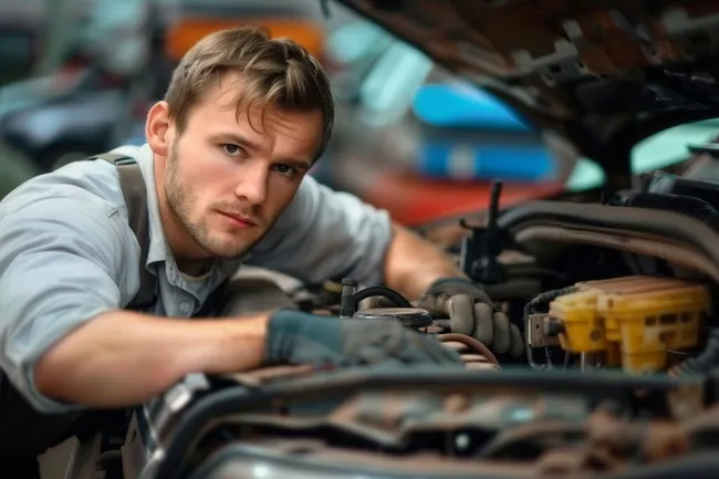 Mechaniker repariert Automofor