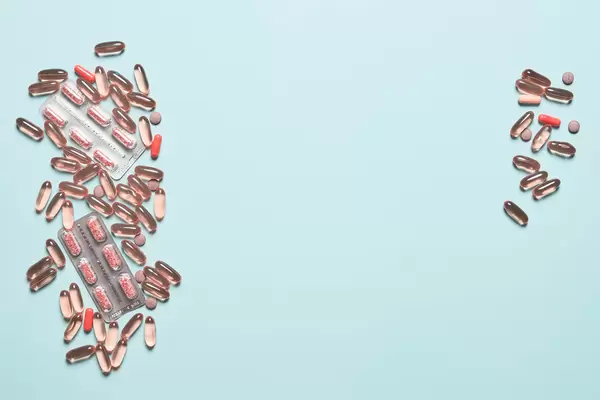 Medical drugs background with copy space