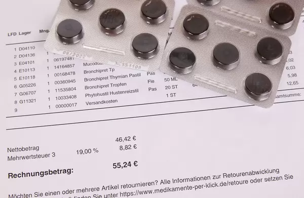 Medical invoice on the table