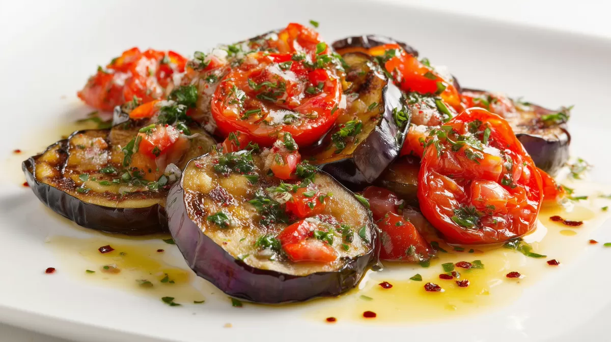 Mediterrane Auberginen mit Tomaten und Kräutern