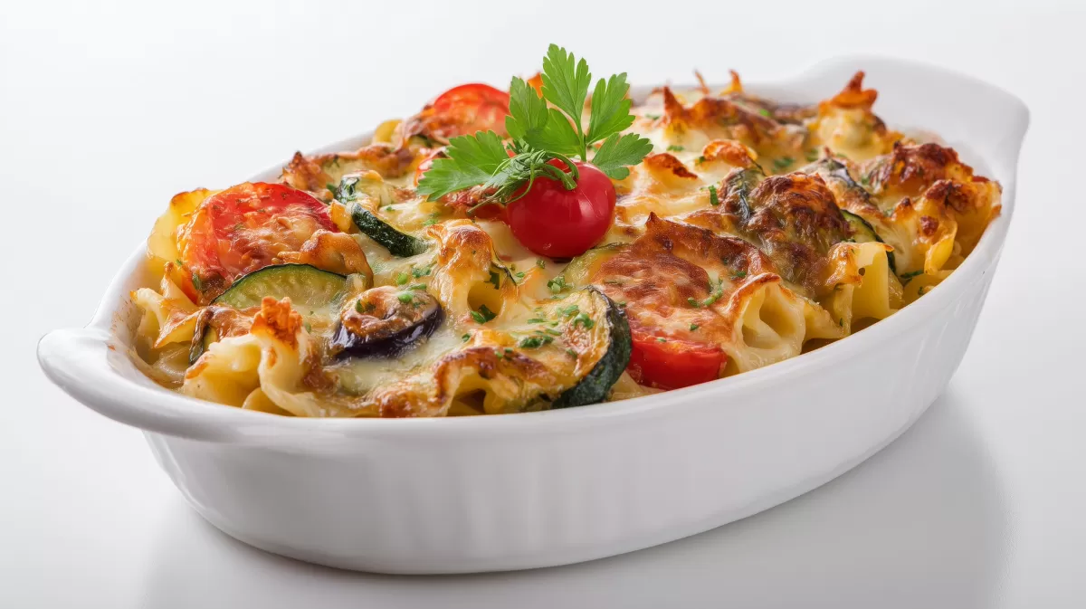 Mediterrane Gemüselasagne goldbraun überbacken
