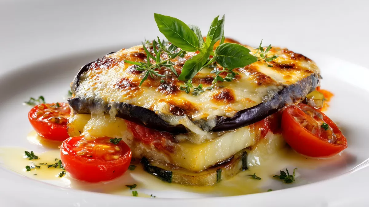 Mediterraner Auberginen Zucchini Auflauf mit Käse