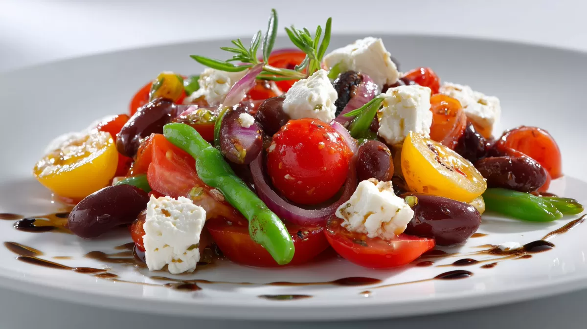Mediterraner Bohnensalat mit Feta und Tomaten