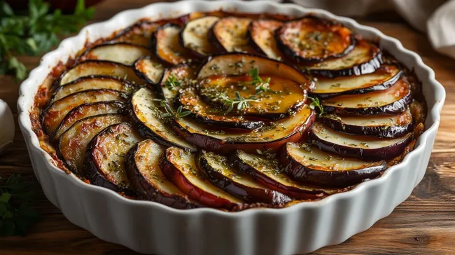 Mediterranes Gemüsegratin mit Auberginen und Kartoffeln