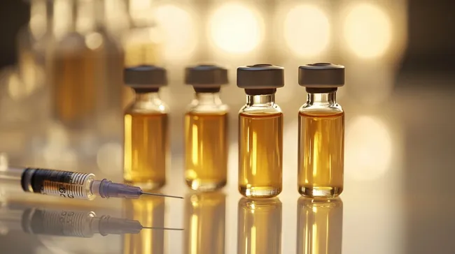 Medizinische Ampullen mit Flüssigkeit und Spritze