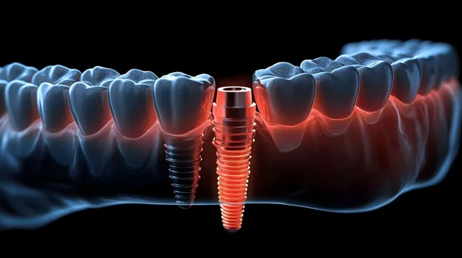 Medizinische Illustration eines Zahnimplantats