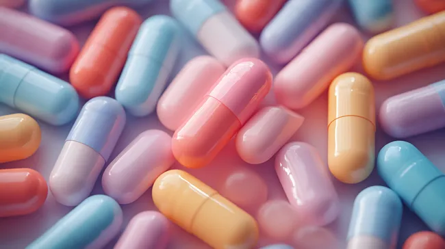 Medizinische Kapseln in pastelligen Farben
