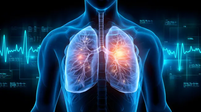 Medizinische Röntgenansicht der Lunge in Blautönen