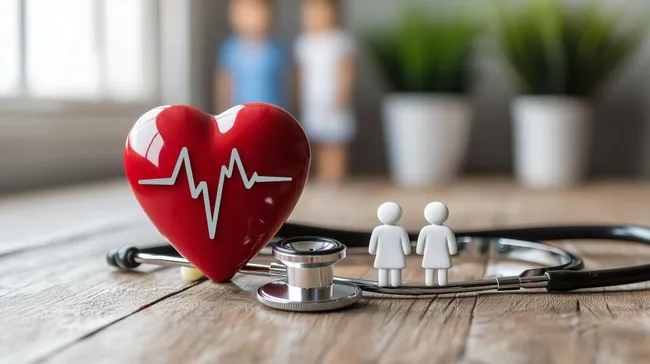 Medizinisches Konzept mit rotem Herz und Stethoskop