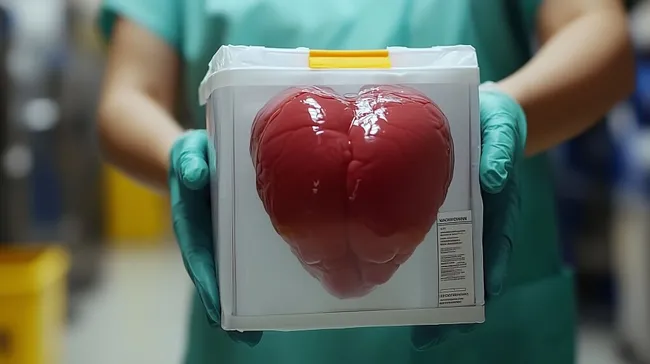 Medizinisches Organ in Transportbox für Transplantation