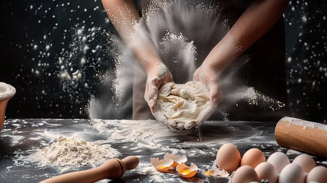 Mehlsprenkel bei der Teigzubereitung