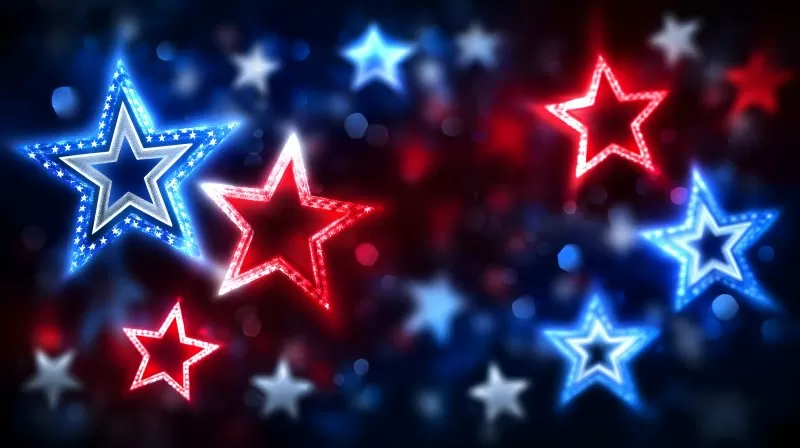 Memorial Day Background with Red Blue Stars