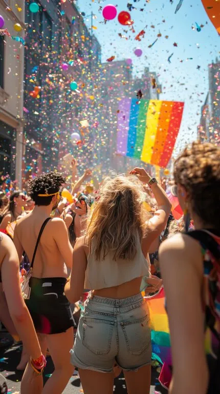 Menschen feiern ausgelassen beim LGBTQ-Pride-Fest