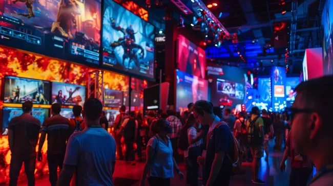 Menschenmenge auf Gaming-Messe entdeckt neue Spiele