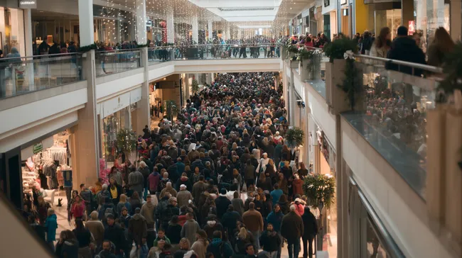 Menschenmenge im Einkaufszentrum am Black Friday