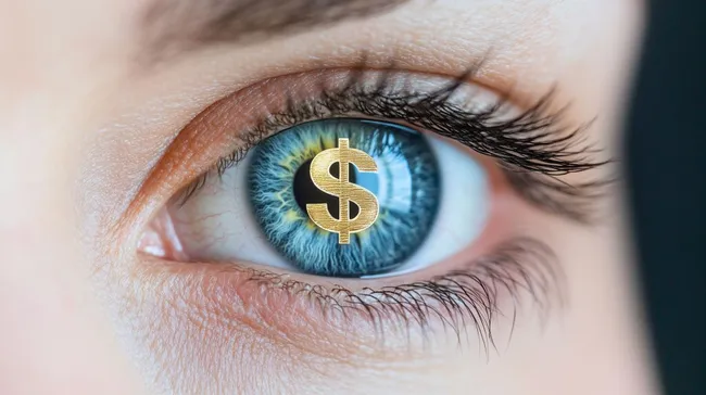 Menschliches Auge mit Dollarzeichen-Symbol