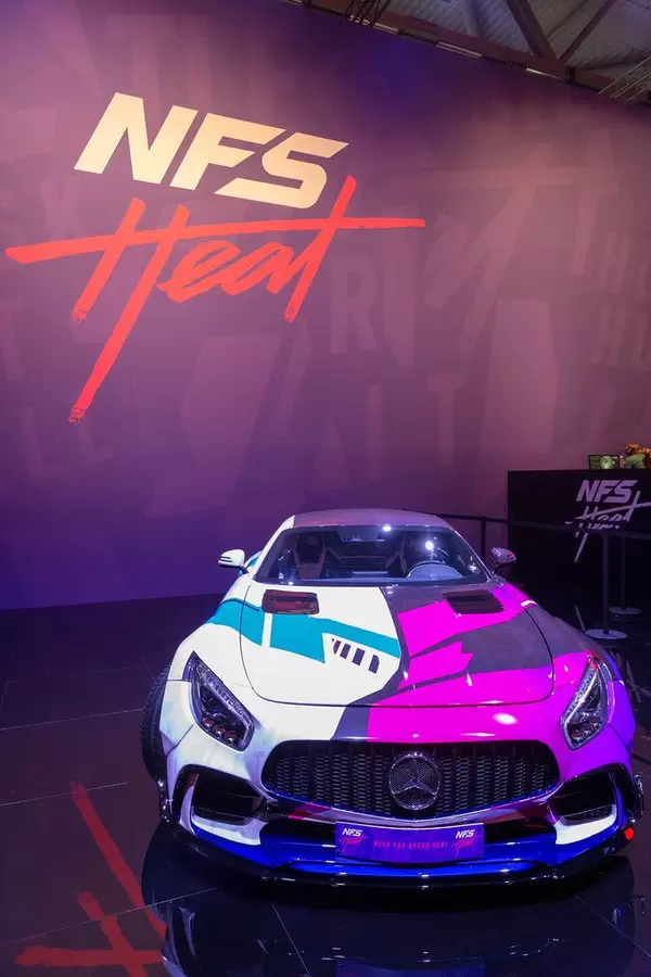 Mercedes Prior car from the car racing game series Need for Speed Heat by Electronic Arts, exhibited at the Gamescom in Cologne, Germany