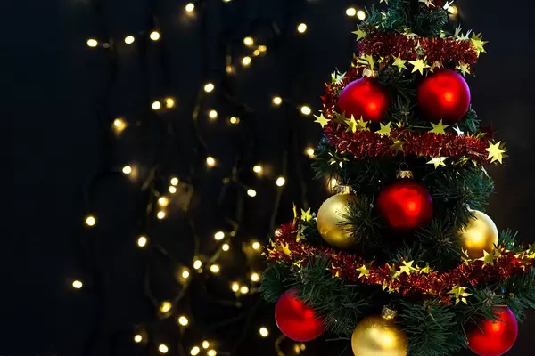 Merry Christmas and Happy New Year background with Christmas tree