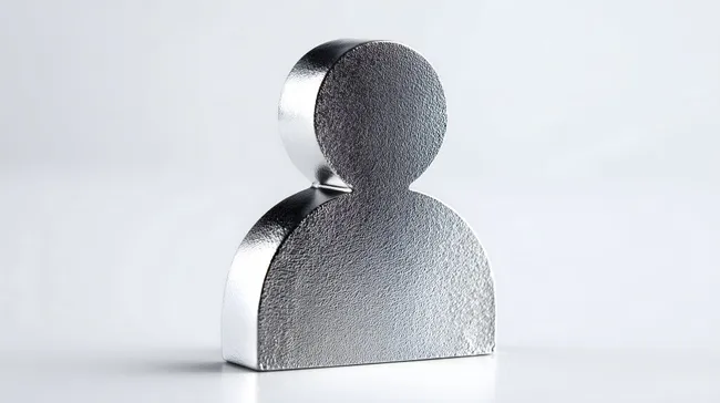 Metall-Personen-Symbol auf weißem Hintergrund