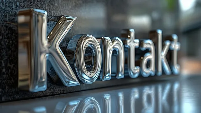 Metallischer Kontaktschriftzug in elegantem Silber-Design