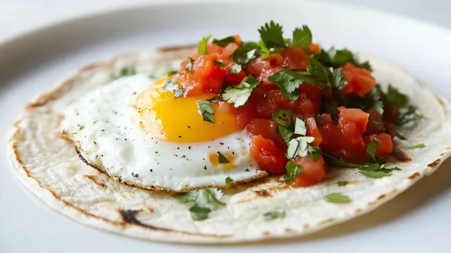 Mexikanisches Frühstück mit Eiern und Salsa