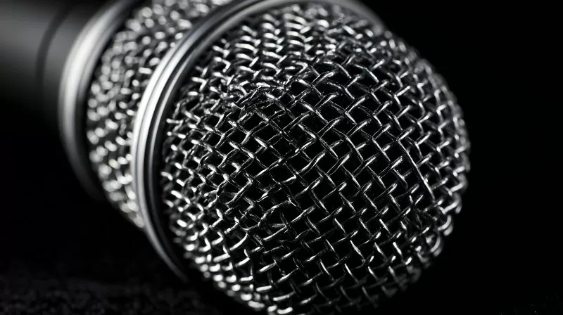 Mikrofon Nahaufnahme mit silbernem Gitter